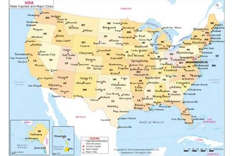 Us State Capitals And Major Cities Map States And Capitals Usa State