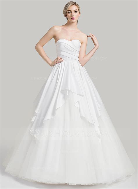 Ball Gown Sweetheart Court Train Satin Tulle Wedding Dress With