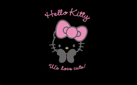 Hd Wallpaper Hello Kitty Communication Text Black Background