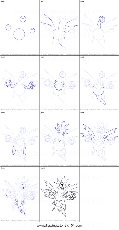How To Draw Hydreigon From Pokemon Printable Step By Step Drawing Sheet