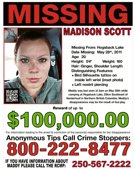 Missing Madison Scott 2011 Vanderhoof Bc True Crime Canada