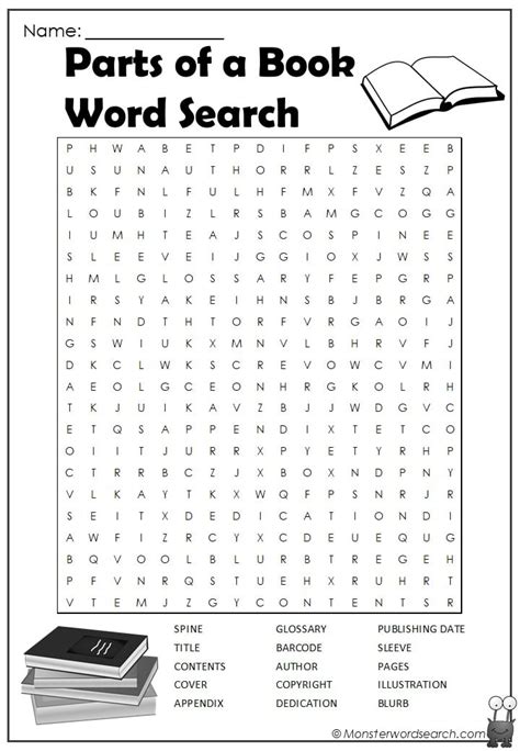 Parts Of A Book Word Search