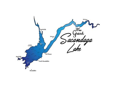 The Great Sacandaga Lake Map Digital Art By Sean Conti Fine Art America