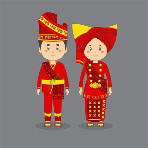 Couple Character Wearing West Sumatra Traditional Dress Couples