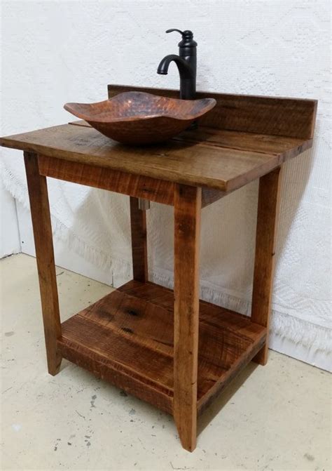 Rustic Barn Wood Vanity With Hammered Copper Vessel Sink And Etsy