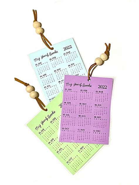 2022 Calendar Bookmark Bookmarks New Year Ts Custom Etsy