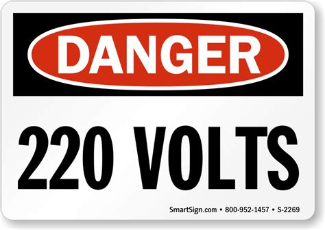 Danger 220 Volts Sign Sku S 2269