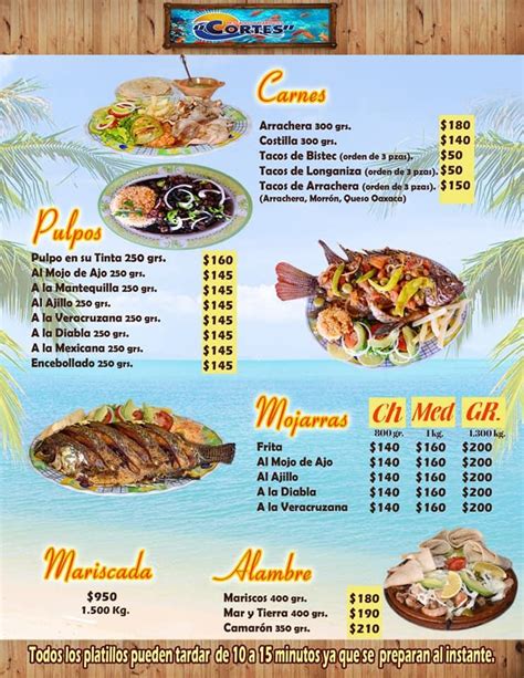 Carta Del Restaurante Pescados Y Mariscos Cortes Tultepec Cda Del