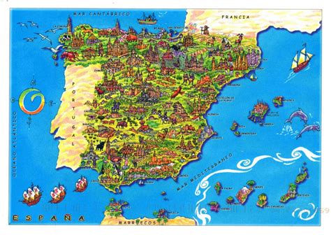 Mountain ranges in spain map. Large tourist illustrated map of Spain | Spain | Europe ...