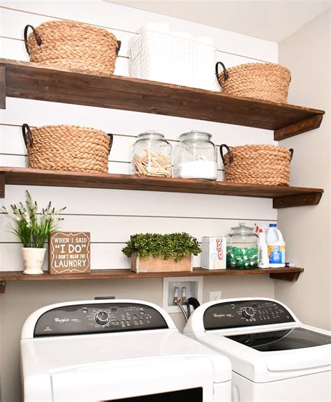 Laundry Room Shiplap And Diy Wood Shelves Easy Tutorial