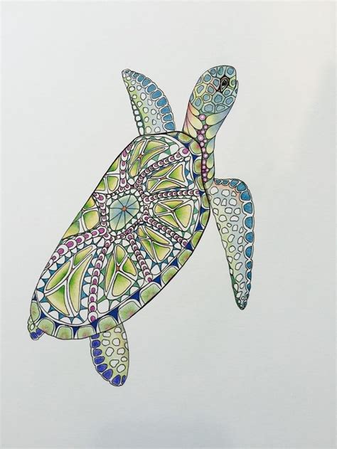Zentangle Turtle Turtle Artcolored Zentanglecolored Turtle Etsy