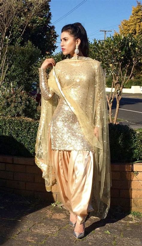 Golden Punjabi Salwar Suit For Women Indian Kameez Bridesmaid Etsy