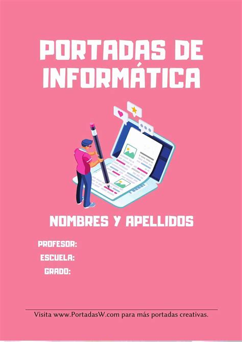 ᐅ Portada de Informática Fondo Rosado para Word ️