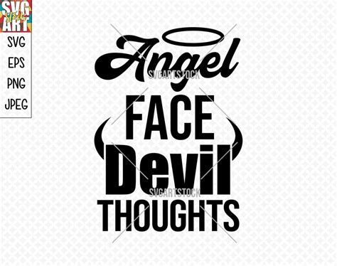 Angel Face Devil Thoughts Svg Design Funny Svg Vector Etsy