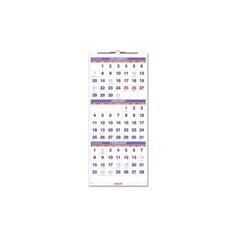 At A Glance Vertical Format Three Month Reference Wall Calendar