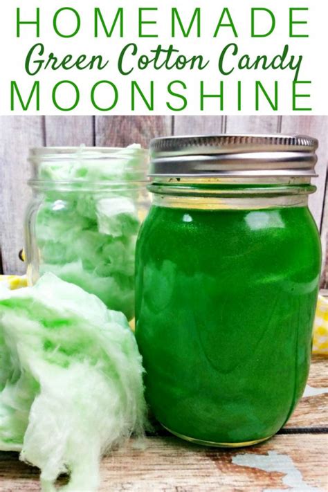 Green Cotton Candy In A Mason Jar With The Text Homemade Green Cotton