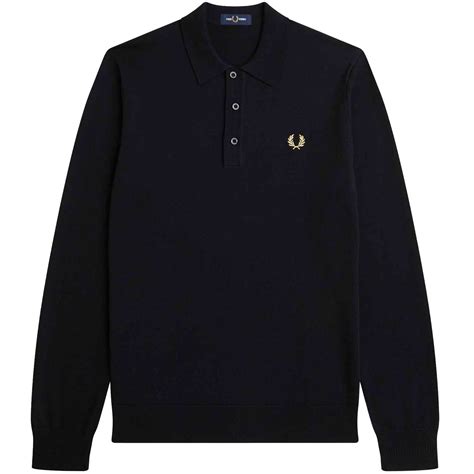 Fred Perry Long Sleeve Knitted Shirt Black K