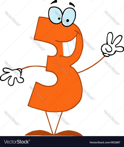 Funny Cartoon Numbers 3 Royalty Free Vector Image