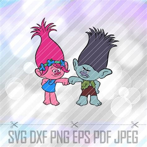 Trolls Branch And Poppy Layered Svg Dxf Vector Cut Stencil