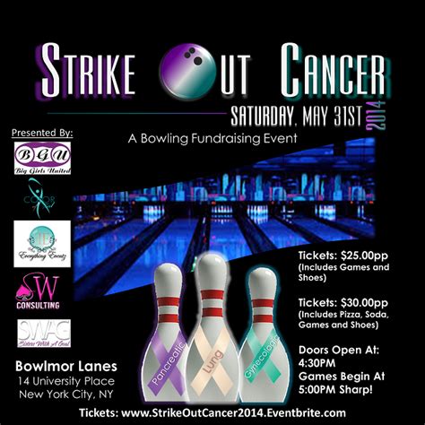 Strike Out Cancer 2014 Bowling Fundraiser Tickets Sat May 31 2014