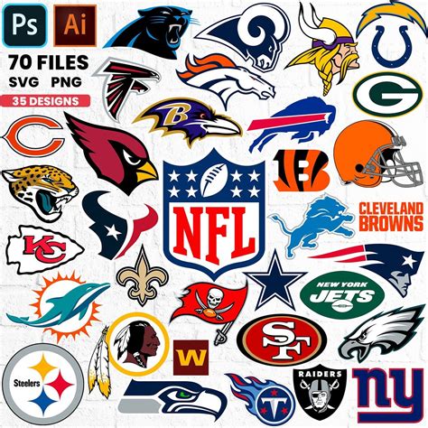 35 Clipart NFL Teams Logo Collection Svg Package Png Etsy