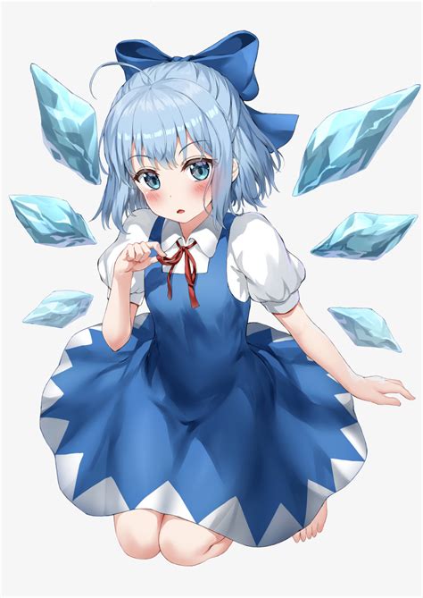 safebooru 1girl o absurdres ahoge bangs barefoot blue bow blue dress blue eyes blue hair