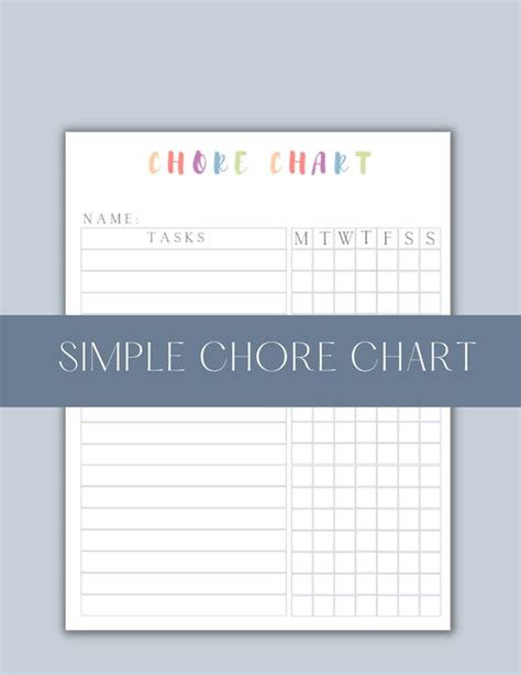 Chore Chart Chore Chart Kindergartners Chore Chart Etsy