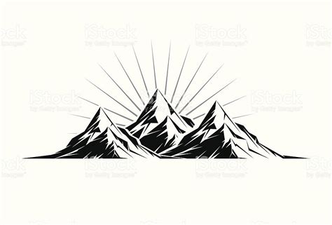 Illustration Of Three Mountain Peaks As A Silhouette Mountain Drawing
