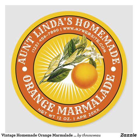 Vintage Homemade Orange Marmalade Label Template Zazzle Label Templates Custom Stickers