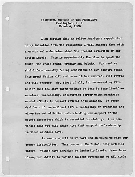 Fdrs First Inaugural Address Declaring War On The Great Depression