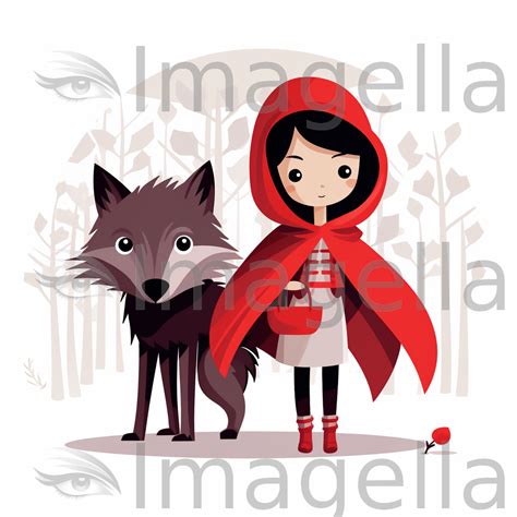 Little Red Riding Hood Clipart In Minimalist Art Style 4k And Svg Imagella