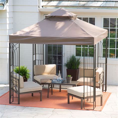 Canopy can be easily set up by one person. 8-Ft x 8-Ft Steel Metal Frame Gazebo with Outdoor Weather ...