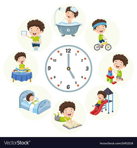 Kids Daily Routine Activities Royalty Free Vector Image Daily Routine