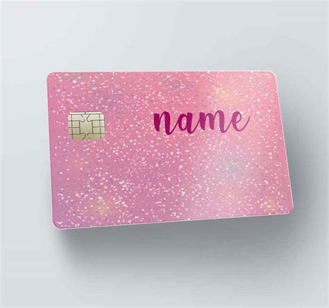 Personalised Glitter Pink Bank Card Sticker Tenstickers