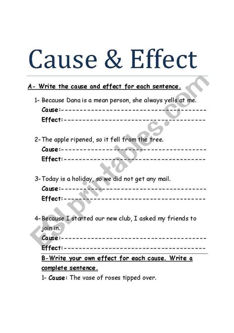 Cause And Effect Worksheets For Middle Students Worksheets For
