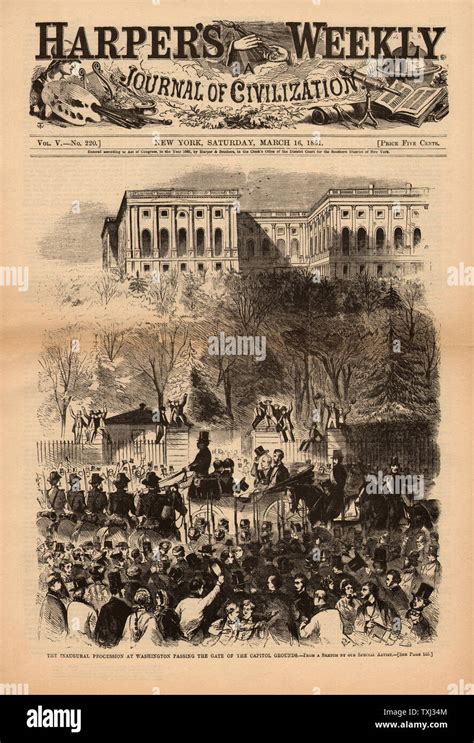 1861 Harpers Weekly Front Page President Lincoln Inauguration In