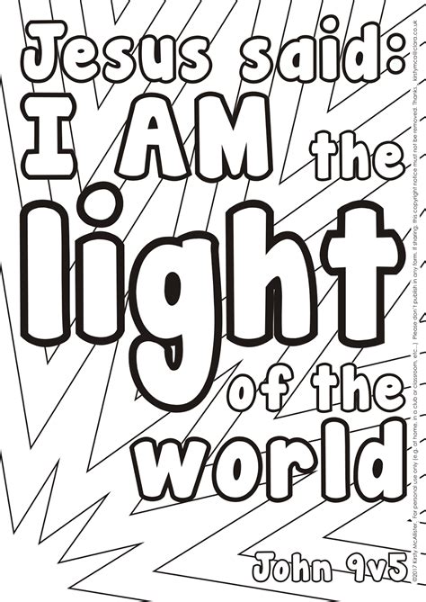 Jesus Said I Am The Light Of The World Colouring Picture Kids Sunday