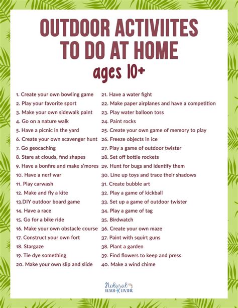 Outdoor Activities To Do At Home For Pre Teens And Teens Natural