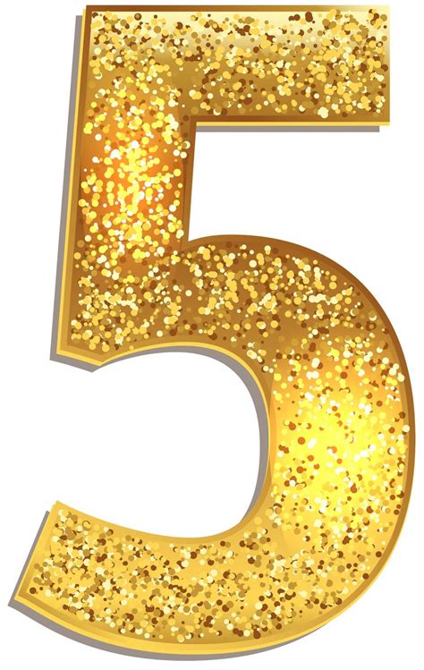 The Number Five Is Made Up Of Gold Glitters And Its Golden Color