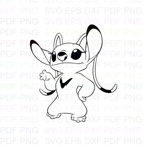 Stitch Angel Coloring Drawing Lilo Disney Sketch Coloring Page