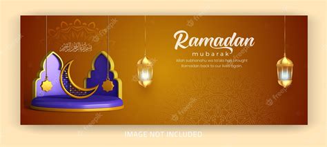 Premium Vector Realistic Ramadan Horizontal Banner Template