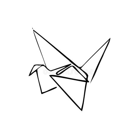 Origami Crane Sketch Vector Illustration Stock Vector Illustration