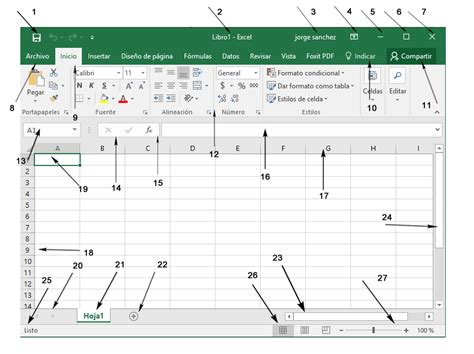 Descripción De La Pantalla De Excel 2016