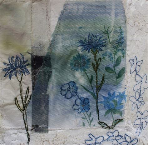 Textile Artist Cas Holmes Handkerchief Cornflower