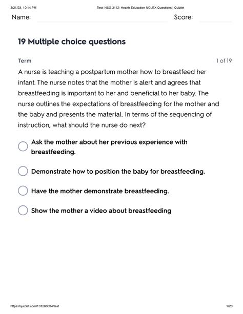 Nclex Questions Quizlet