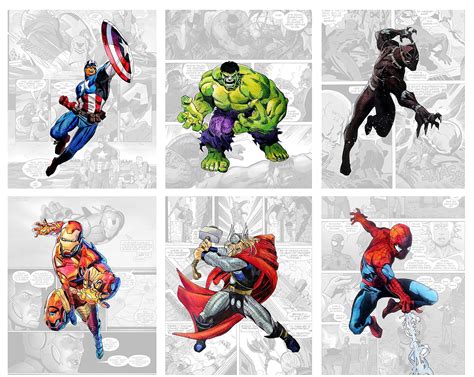 Buy Superhero Wall Decor Avengers Wall Art Unframed Set Of 6 Prints