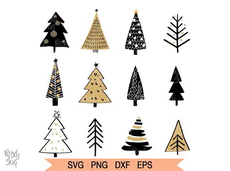 Christmas Cut File Christmas Trees Svg Christmas Trees Png Hand Drawn