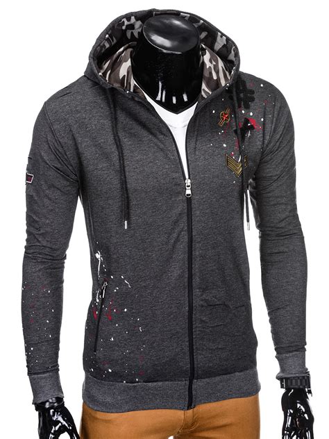 Mens Zip Up Hoodie B802 Dark Grey Modone Wholesale Clothing For Men