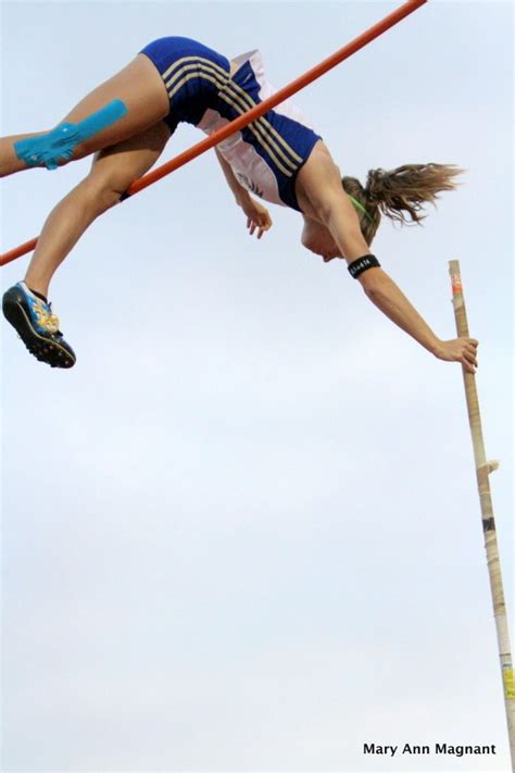 Pole vault — pole vaulting is an athletic field event in which a person uses a long, flexible pole (which today is usually made either of fiberglass or carbon fiber) as an aid to leap over a bar. MileSplit All-American Team - Girls Pole Vault