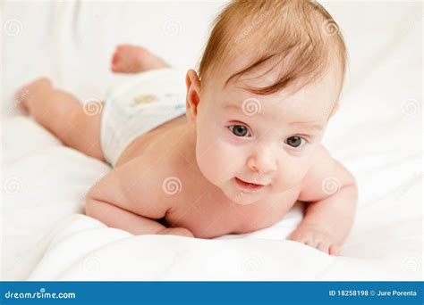 Cute Caucasian Baby Stock Photo Image Of Blanket Tranquil 18258198